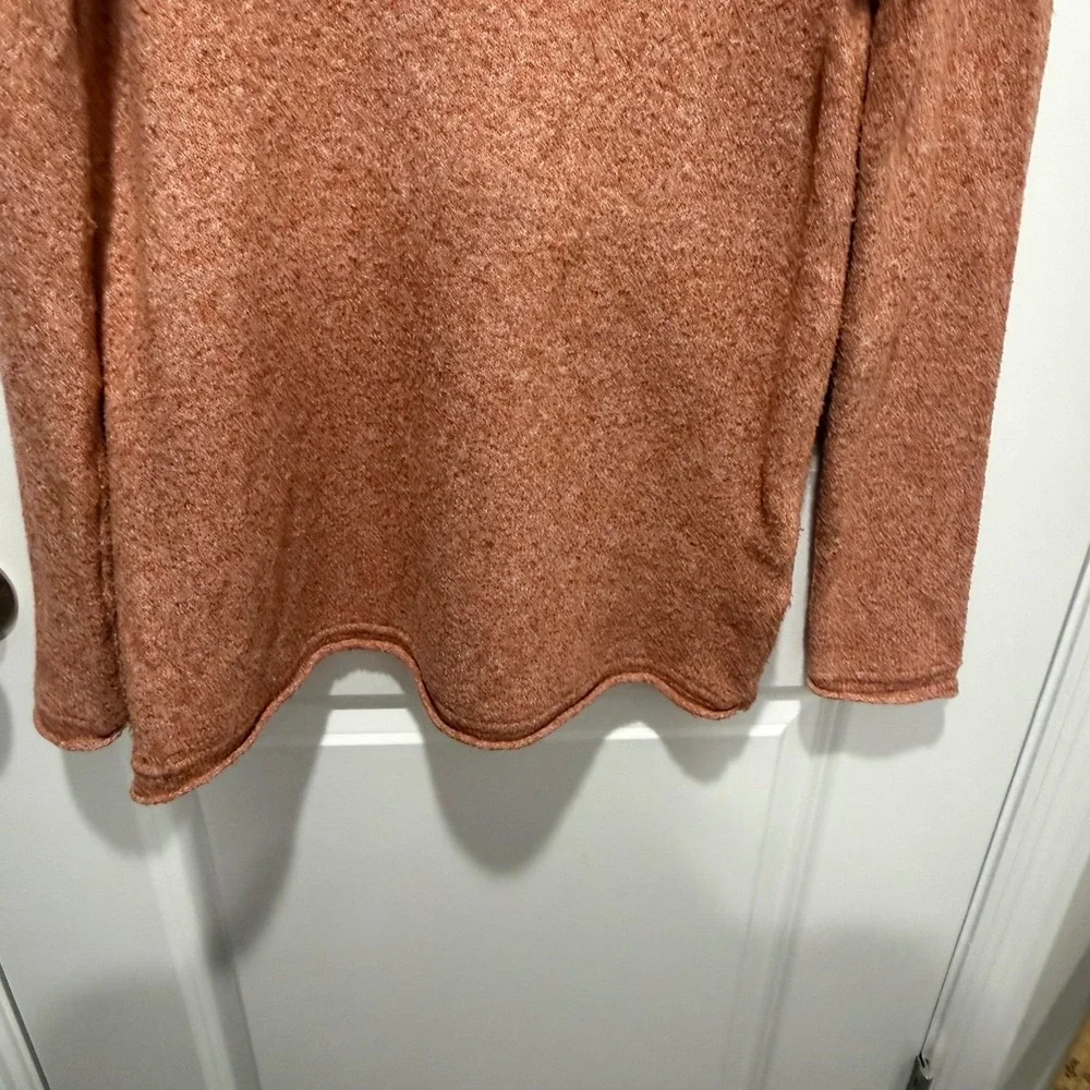 Market & Spruce Womens Sweater Scalloped‎ Hem Terracotta Orange Size S